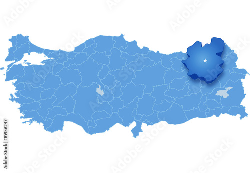 Map of Turkey, Erzurum