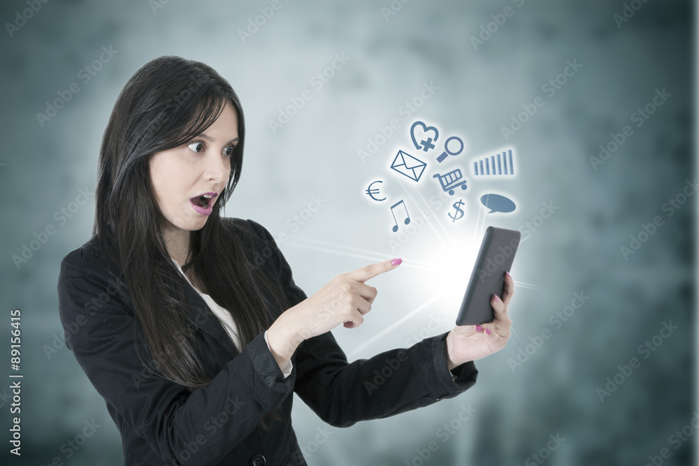 business woman with the tablet, technology business woman with the tablet, technology