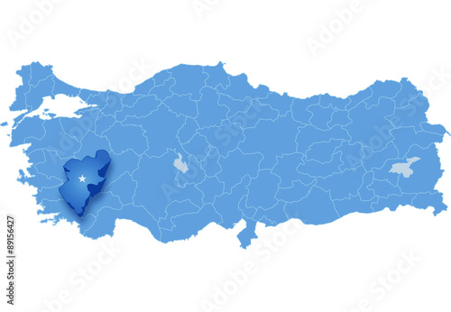 Map of Turkey, Denizli