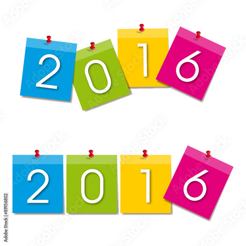 Post it 2016, idéal sur vos calendrier et flyer pour fêter la nouvelle année.