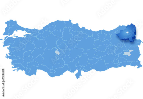 Map of Turkey, Kars