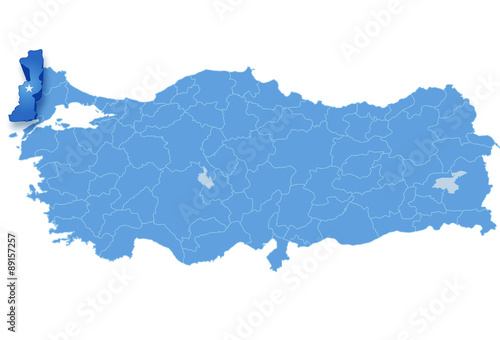 Map of Turkey, Edirne