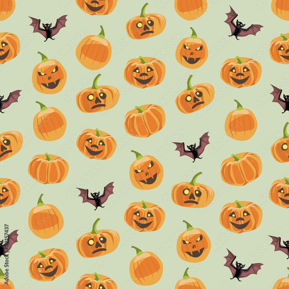 Seamless colorful background made of pumpkin and bat Seamless colorful background made of pumpkin and bat
