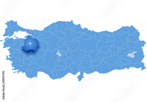 Map of Turkey, Kutahya