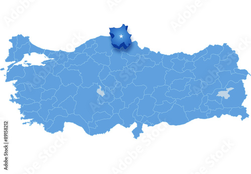Map of Turkey, Sinop