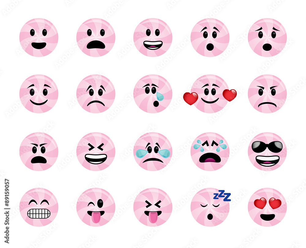 Set of pink lollipop icons Set of pink lollipop icons