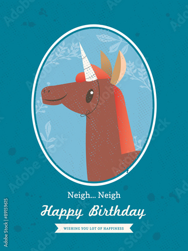 Horse Animal Cartoon Birthday card design