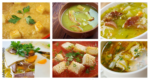 set of different soup