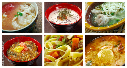 set of different soup
