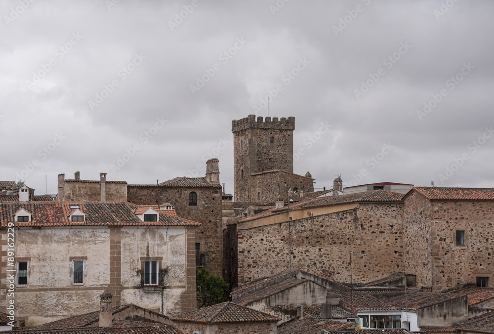 vistas de la ciudad medieval de Cáceres situada en la región de Extremadura, España