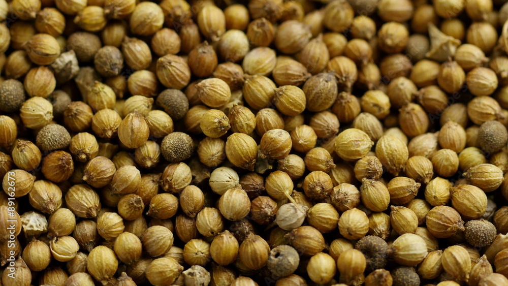 Coriander seeds. Close up shot coriander seeds. 4K footage.
Coriander seeds. Close up shot coriander seeds. 4K footage.