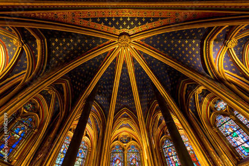 Lower chapel ceiling, Sainte Chapelle, Paris, France