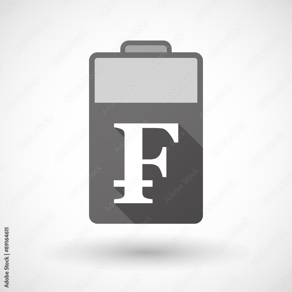Isolated battery icon with a swiss franc sign Isolated battery icon with a swiss franc sign