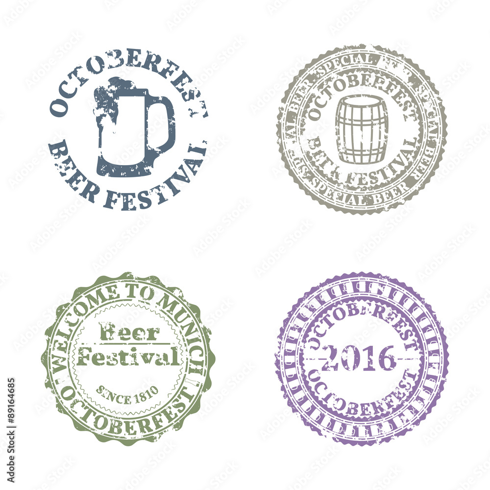 Fototapeta premium Emblem Oktoberfest Set, vector illustration.