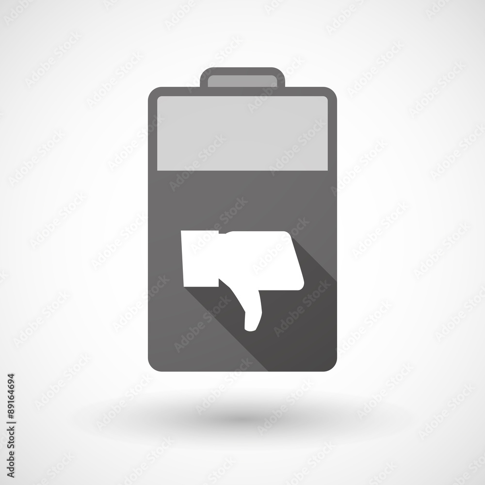 Isolated battery icon with a thumb down hand Isolated battery icon with a thumb down hand