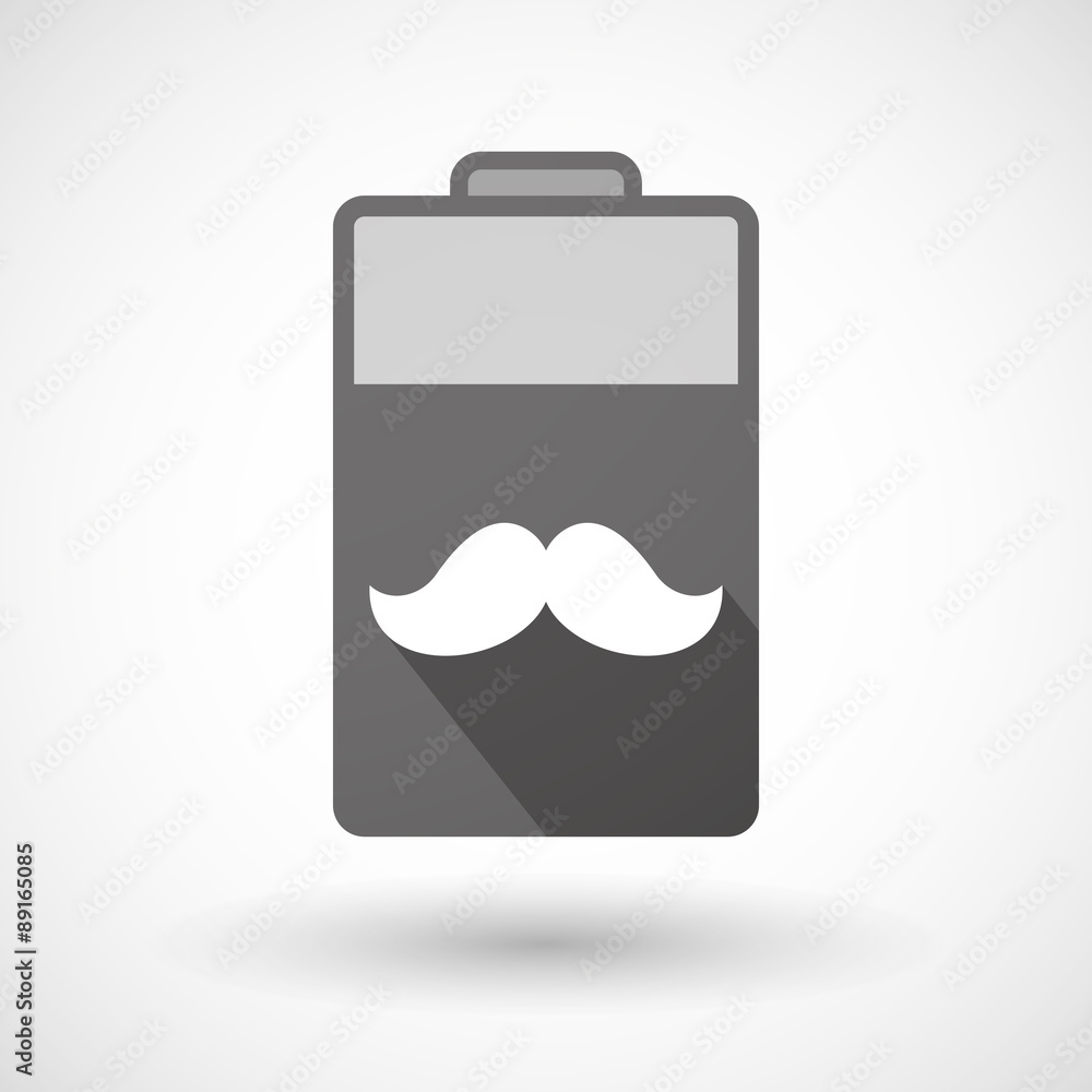 Isolated battery icon with a moustache Isolated battery icon with a moustache