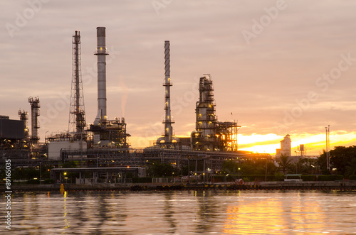 Oil refinery plant at sunrise