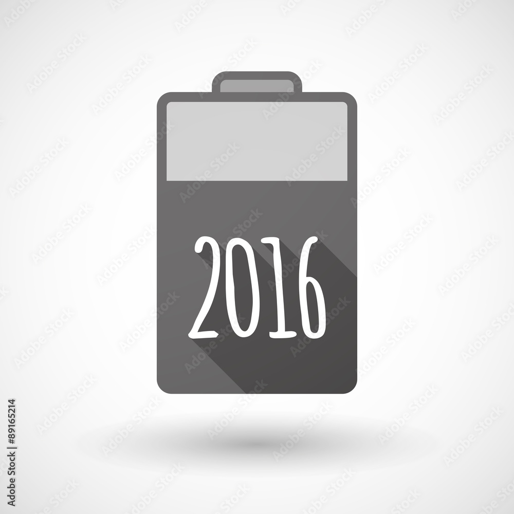 Isolated battery icon with a 2016 sign Isolated battery icon with a 2016 sign