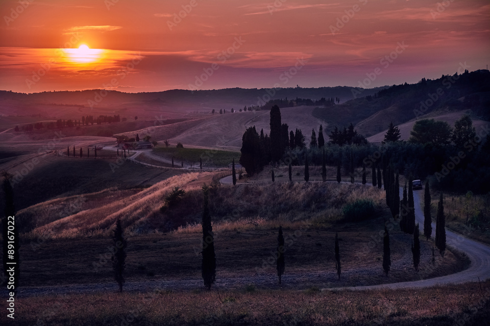 Obraz premium Tuscany Sunset Landscape