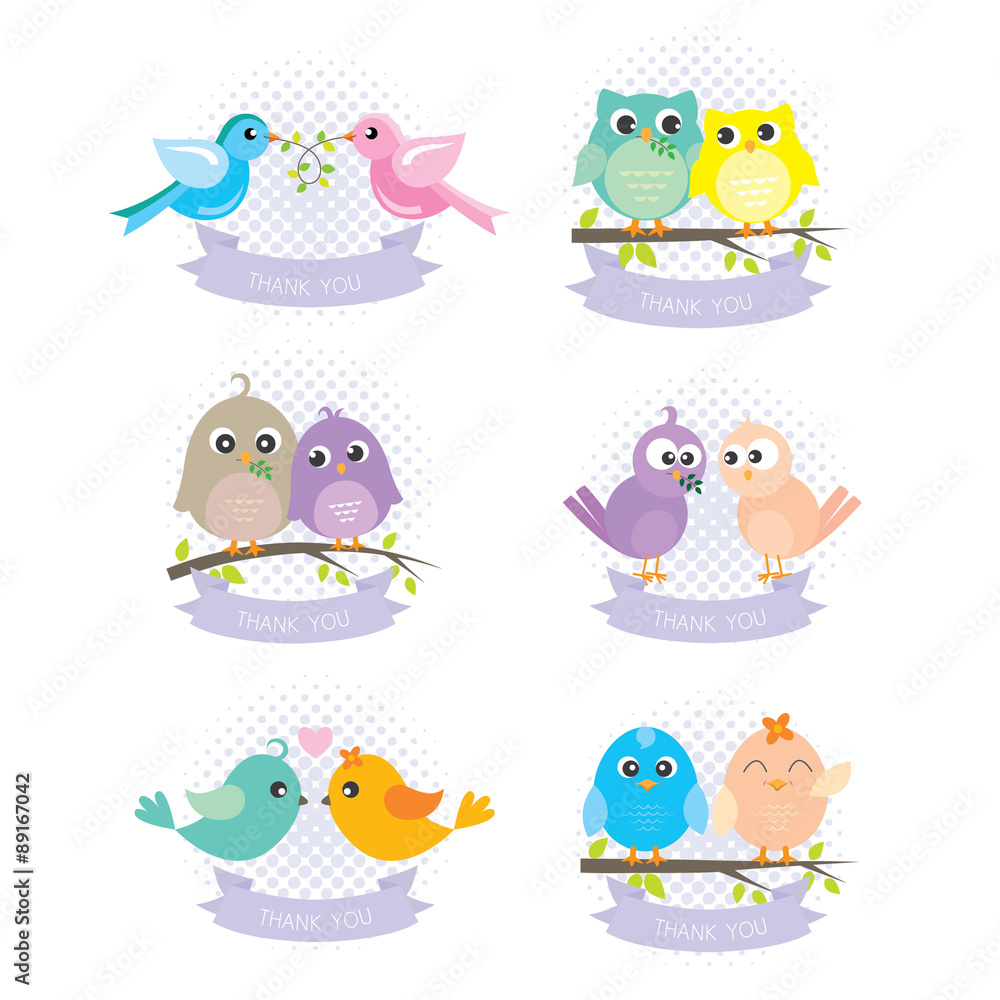 bird cartoon labels