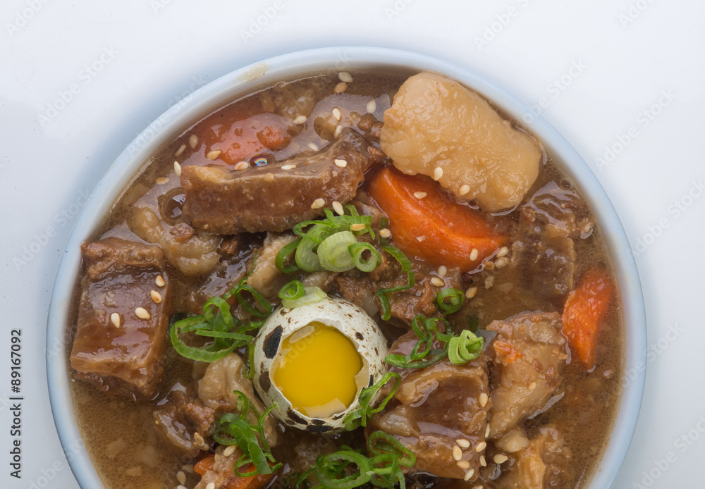 japanese cuisine. beef soup on the background japanese cuisine. beef soup on the background