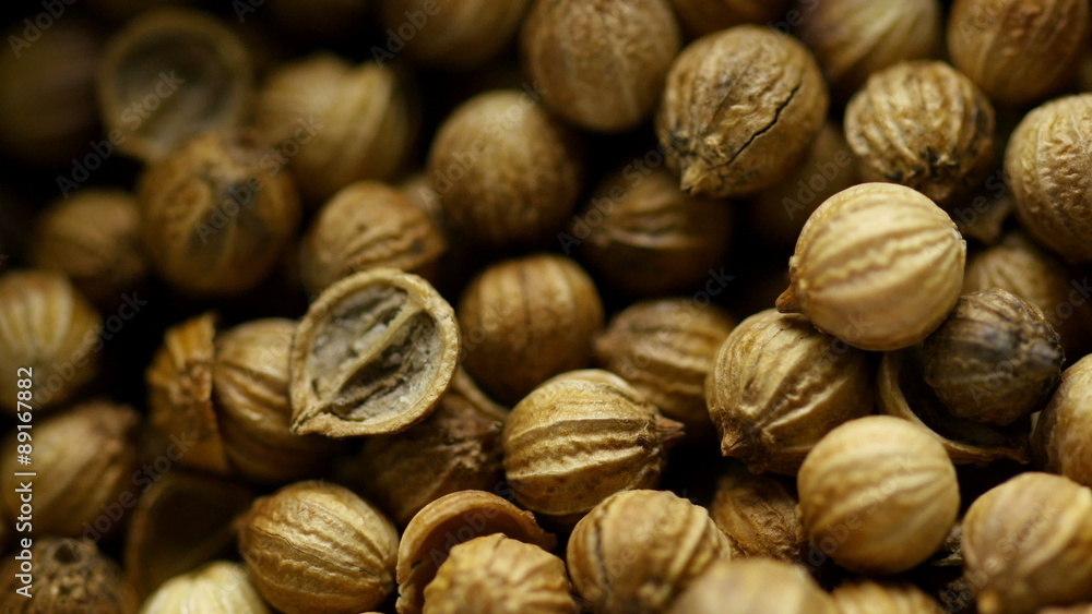 Coriander seeds. Close up shot coriander seeds. 4K footage.
Coriander seeds. Close up shot coriander seeds. 4K footage.