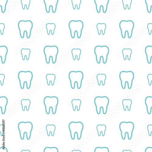 Teeth on white background. Vector dental seamless pattern.