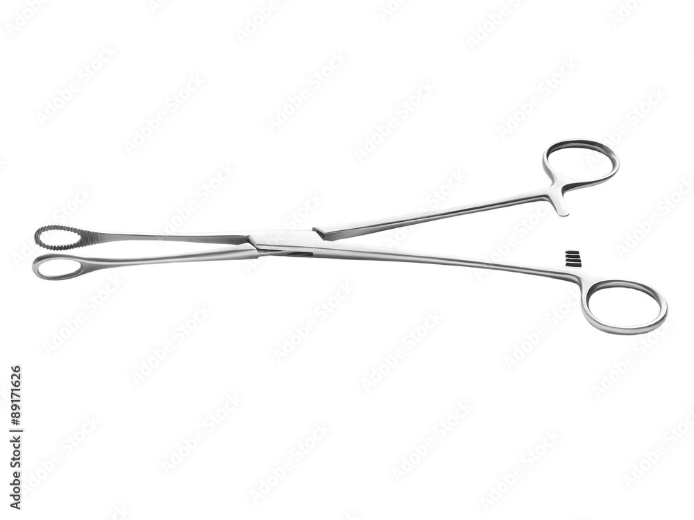stainless steel surgical forceps isolated on white background, with clipping path stainless steel surgical forceps isolated on white background, with clipping path