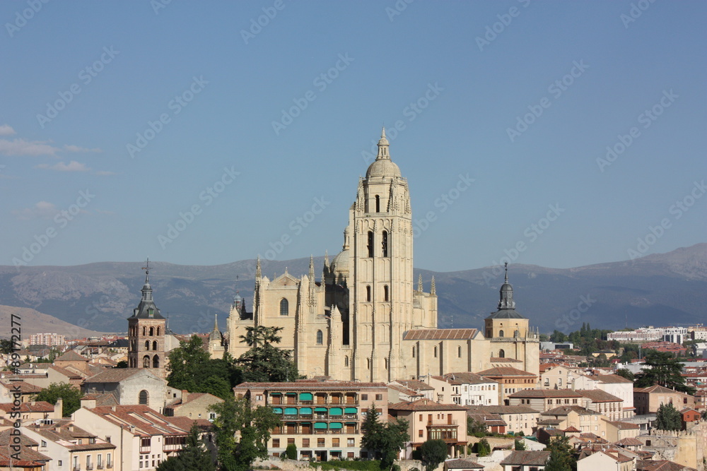 Cathedral of Segovia and sight of town. Spain.