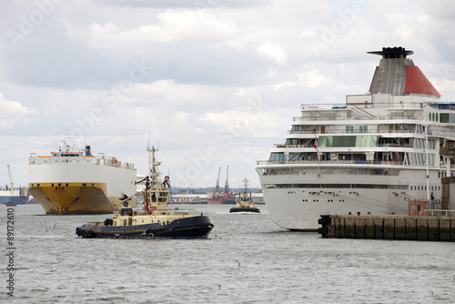 Southampton Docks busy with shipping southern England UK