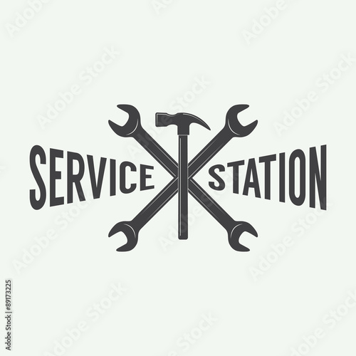 Vintage mechanic label, emblem and logo.