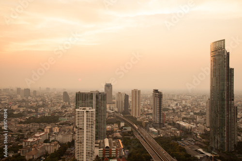 the sun set landscape the city name Bangkok, Thailand