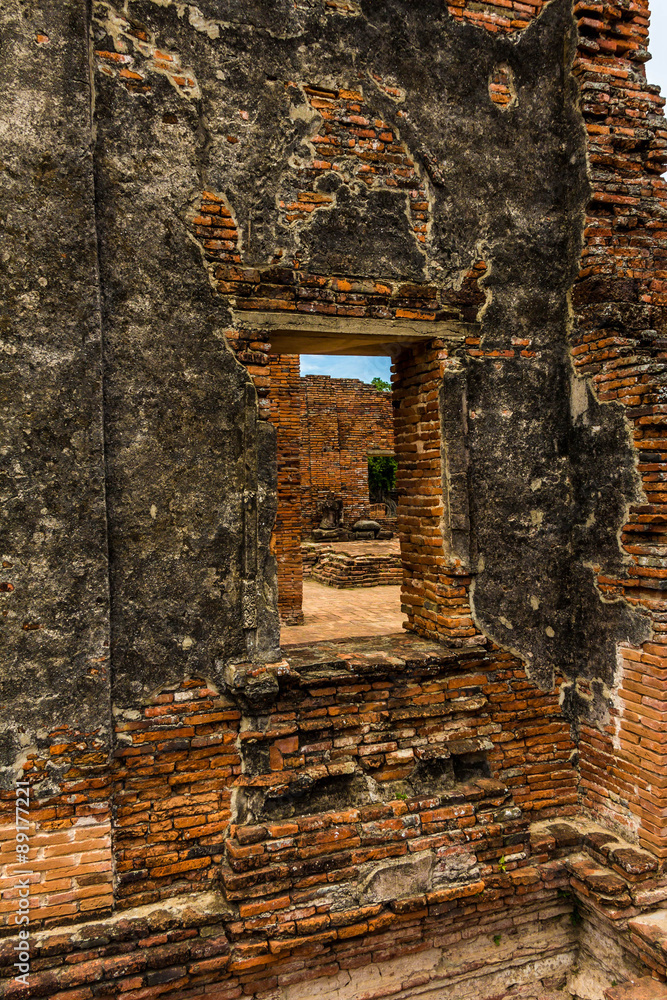 Naklejka premium Old Temple of Ayuthaya, Thailand