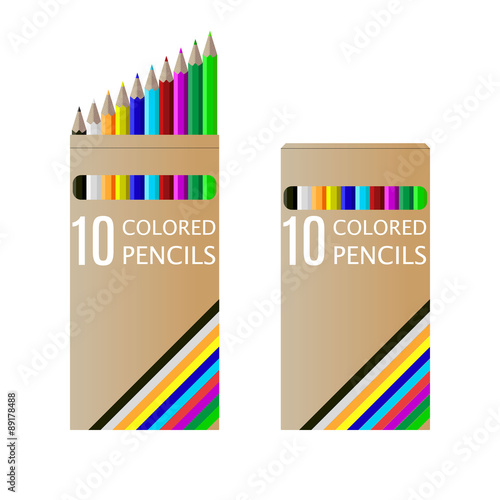set of pencils on box
