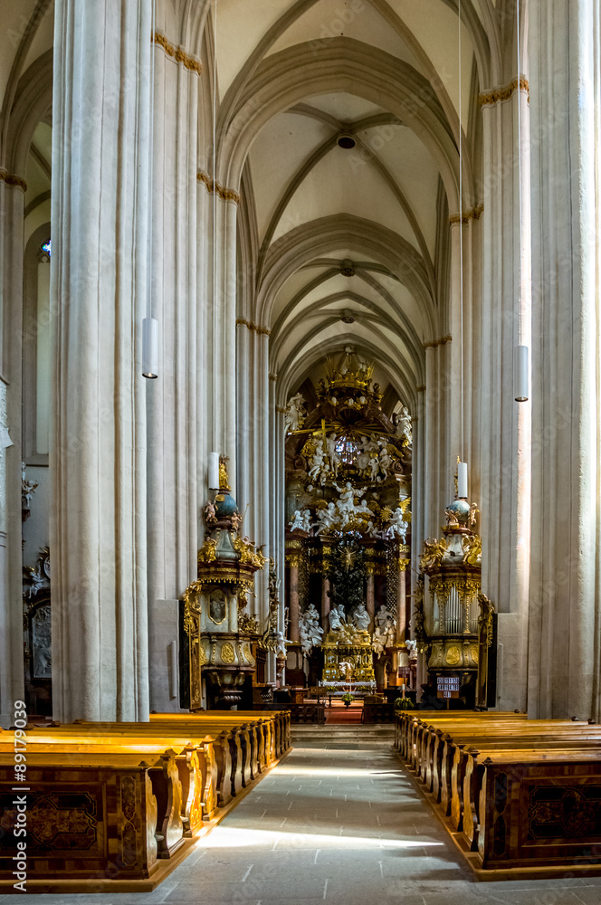 Interior of catholic church of Zwettl Abbey, Lower Austria