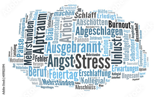 Stress Wortwolke blau, frei photo