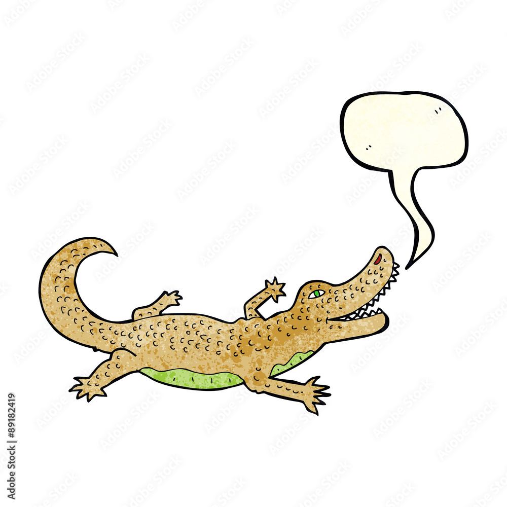 Naklejka premium cartoon crocodile with speech bubble