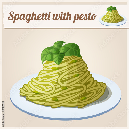 Spaghetti with green pesto