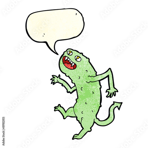 cartoon monster with speech bubble