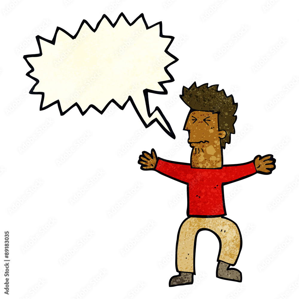 cartoon stressed out man with speech bubble cartoon stressed out man with speech bubble