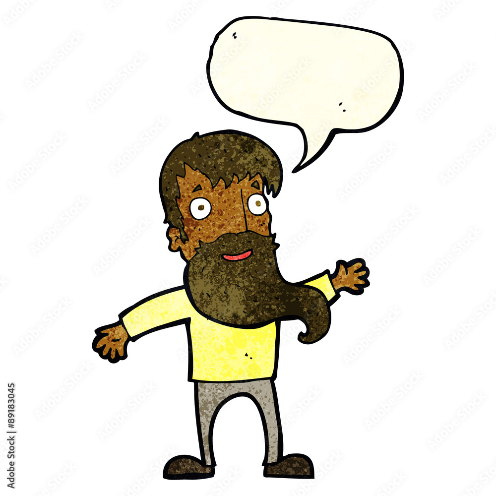 cartoon man with beard waving with speech bubble cartoon man with beard waving with speech bubble