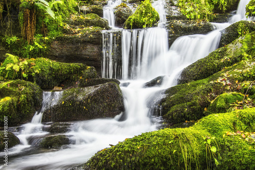 Waterfall in the beech Busmayor, Leon, Spain