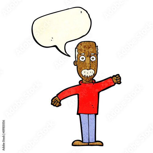 cartoon angry old man with speech bubble