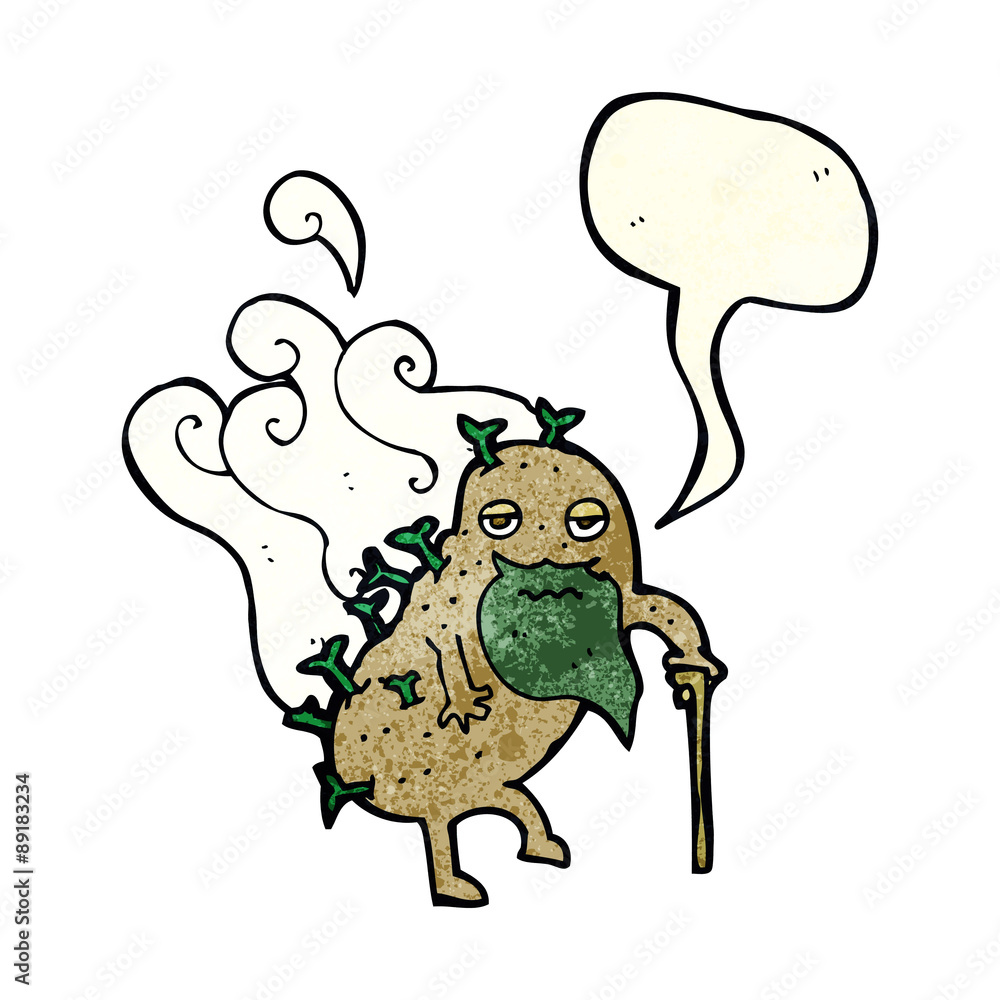 cartoon old potato with speech bubble cartoon old potato with speech bubble