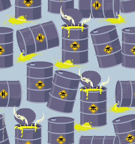 Dump toxic waste barrels. Seamless pattern dump hazardous chemic
