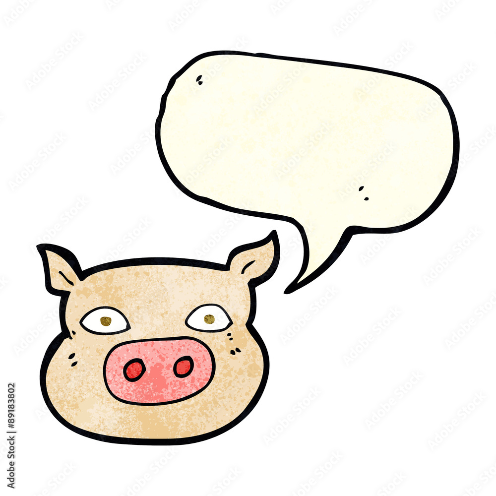 cartoon pig face with speech bubble cartoon pig face with speech bubble