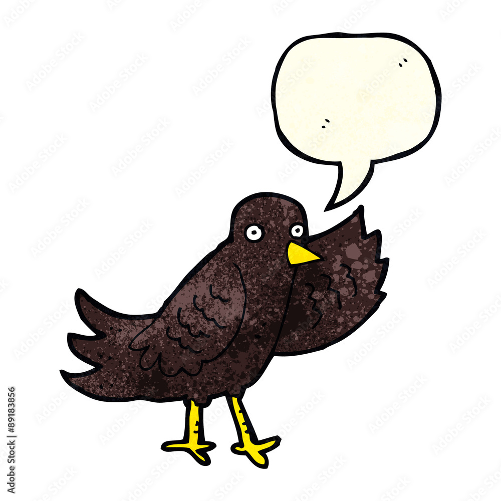 cartoon waving bird with speech bubble cartoon waving bird with speech bubble