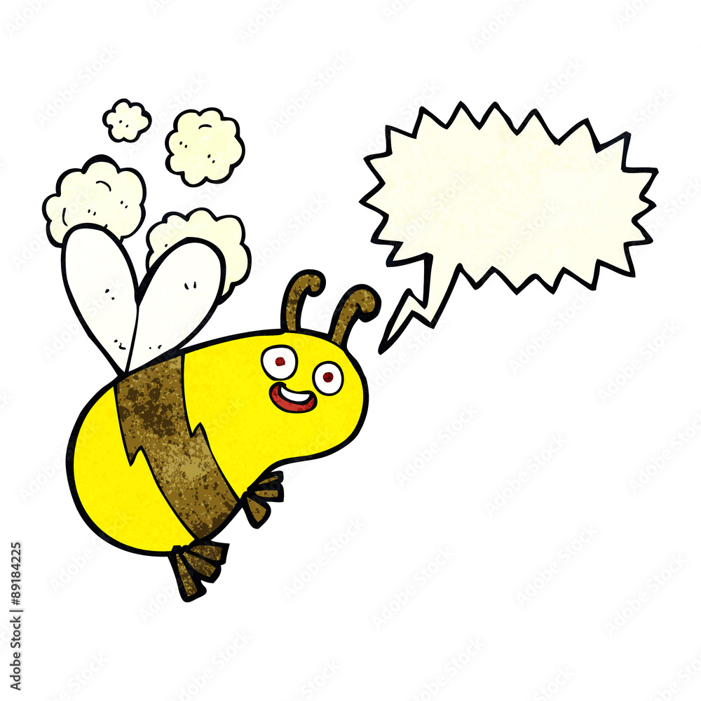 Obraz premium funny cartoon bee with speech bubble