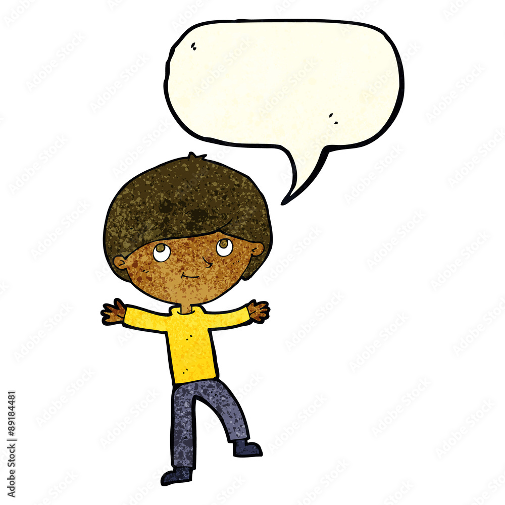 cartoon excited boy with speech bubble cartoon excited boy with speech bubble
