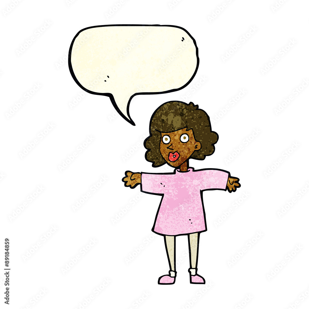 cartoon nervous woman with speech bubble cartoon nervous woman with speech bubble